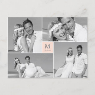 Foto van Center Square Monogram Weddenschap Hartel Briefkaart