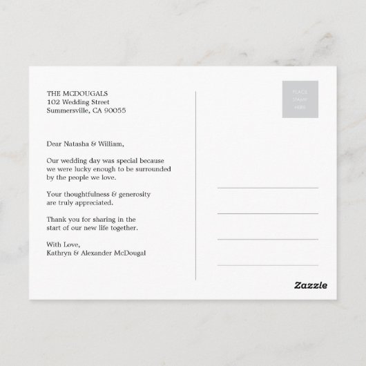 Foto van Center Square Monogram Weddenschap Hartel Briefkaart (Achterkant)