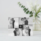 Foto van Center Square Monogram Weddenschap Hartel Briefkaart (Staand voorkant)