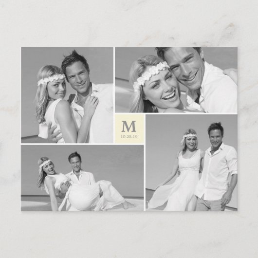 Foto van Center Square Monogram Weddenschap Hartel Briefkaart (Voorkant)