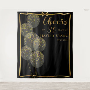 Foto van Chic Black n Gold Vrouw - Birthday - acht Wandkleed