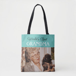 Foto van Chic Blue Green World's Best Grandma Cust Draagtas