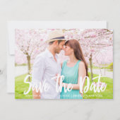Foto van Chic Bold White Script Modern Verloving Save The Date (Voorkant)