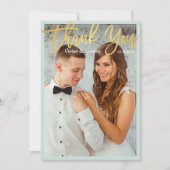 Foto van Chic Bright Mint Faux Gold Script Harteli Bedankkaart (Voorkant)