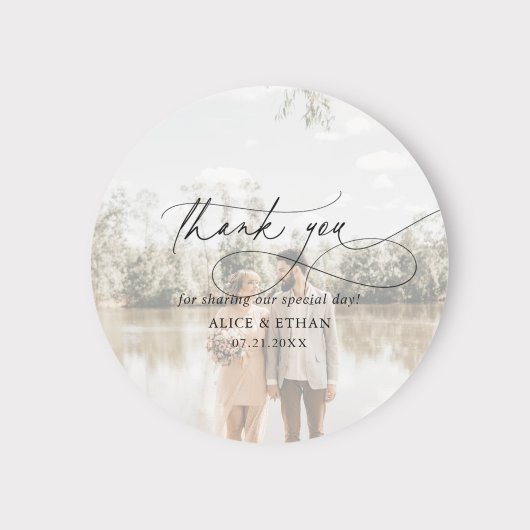 Foto van Chic Calligraphy Wedding Ronde Sticker