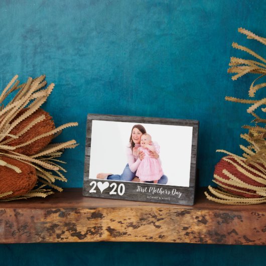 Foto van Chic First Moederdag Heart Wood Keepomwil Fotoplaat (Zijkant)