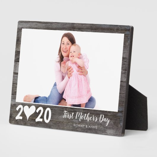 Foto van Chic First Moederdag Heart Wood Keepomwil Fotoplaat (Zijkant)