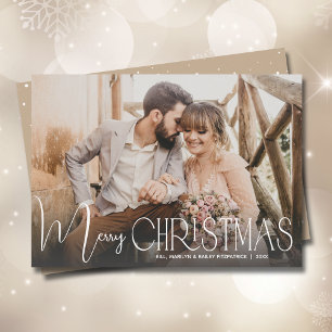 Foto van Chic Merry-kerstscript Feestdagenkaart