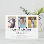 Foto van Chic Modern Typography Sweet 16 Party Kaart (Staand voorkant)