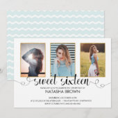 Foto van Chic Modern Typography Sweet 16 Party Kaart (Voorkant / Achterkant)