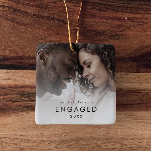 Foto van Chic Our First kerst Engaged Keramisch Ornament
