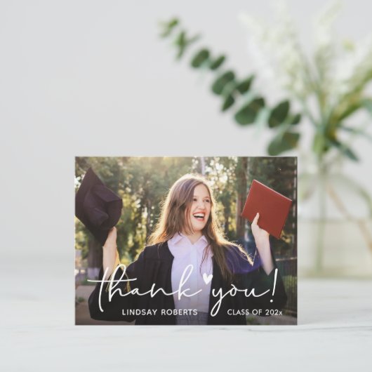 Foto van Chic Script Afstuderen - Hartelijk dank Briefkaart (Staand voorkant)