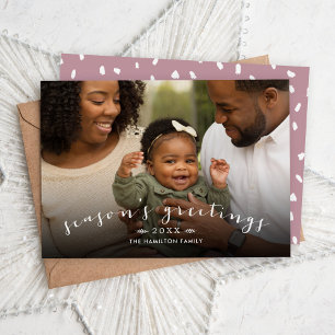 Foto van Chic Script Overlay van Greetings van sei Feestdagenkaart