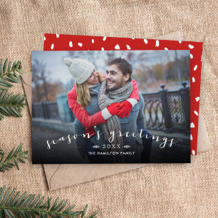 Foto van Chic Script Overlay van Greetings van sei Feestdagenkaart