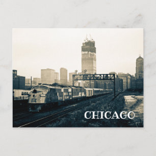 Foto van Chicago Sears Tower Construction Train Briefkaart