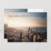 Foto van Chicago Sunset - Save the Date Post Kaart (Voorkant / Achterkant)