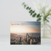 Foto van Chicago Sunset - Save the Date Post Kaart (Staand voorkant)