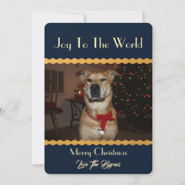 Foto van Christmas Add Image Template Blue Gold Feestdagenkaart