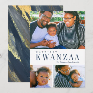 Foto van Collage Painted Gold Navy Kwanzaa Foto Feestdagenkaart