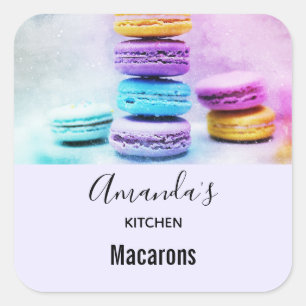 Foto van Colorful Macarons Kitchen Vierkante Sticker