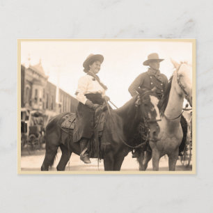 foto van cowgirl en cowboy 1908 briefkaart