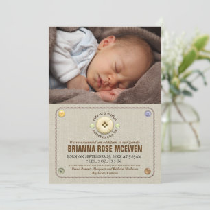 Foto van Cute as a Button Baby Aankondiging