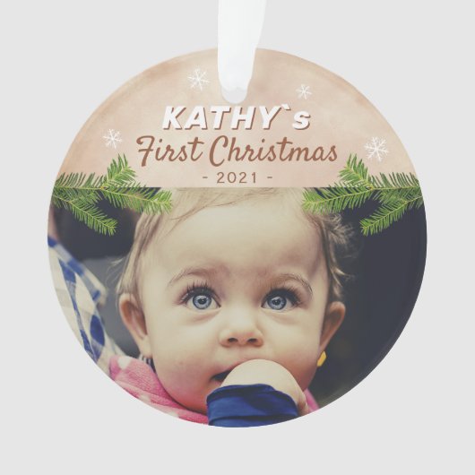 Foto van Cute Baby's first-kerstsnowflake Pine Ornament (voorkant)