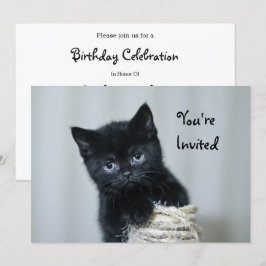Foto van Cute Black Kitten Twine Birthday Kaart