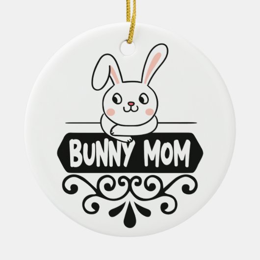 Foto van Cute Bunny Mam Keramisch Ornament (Voorkant)