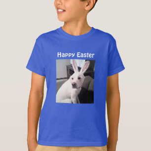 Foto van Cute Dog die paashaas Ears Blue draagt T-shirt
