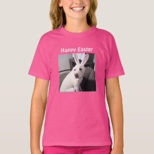 Foto van Cute Dog die paashaas parelroze draagt T-shirt