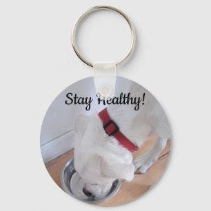 Foto van Cute Dog Drink Water Motivatie Keyc Sleutelhanger