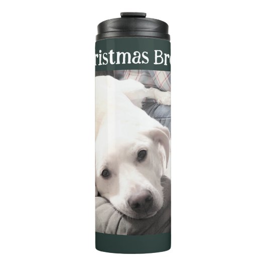 Foto van Cute Dog Kerstbreak Green Thermosbeker (Voorkant)