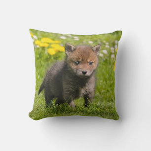 Foto van Cute Fluffy Red Fox Cub Wild Baby Animal Kussen