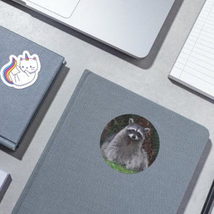 Foto van Cute Forest Raccoon Wildlife Ronde Sticker