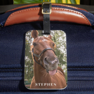Foto van Cute Funny Horse Bagagelabel