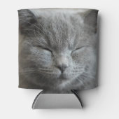 Foto van Cute Gray Kat Face Blikjeskoeler (Voorkant)