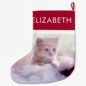 Foto van Cute Kerstmis Kitten Grote Kerstsok (Achterkant)