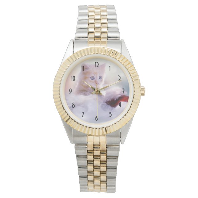 Foto van Cute Kerstmis Kitten Horloge (Voorkant)