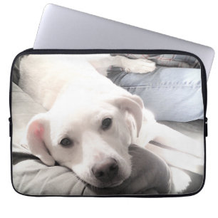 Foto van Cute Labrador Retriever Mix Dog met papa Laptop Sleeve