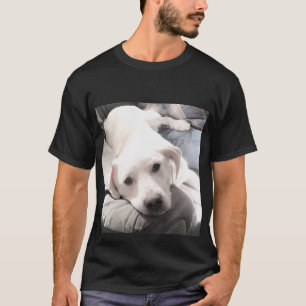 Foto van Cute Lazy White Dog Hanging Out with Dad T-shirt