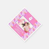 Foto van Cute Pink Gecko Lizard Kind Birthday Part Servet (Hoek)