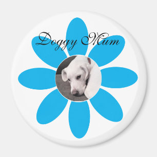 Foto van Cute Puppy Dog in Blue Flower Lijst Magneet