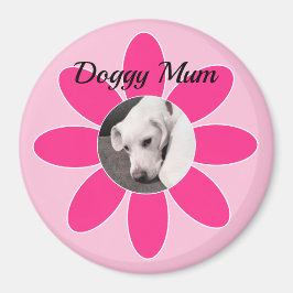 Foto van Cute Puppy Dog in Hot Pink Mum Lijst Magneet