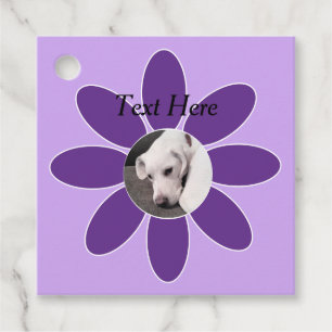 Foto van Cute Puppy Dog in Paars Bloed Lijst Bedankjes Labels