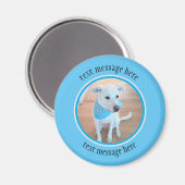 Foto van Cute Puppy Dog Wearing Baby Blue Scarf Magneet (Voorkant / Achterkant)