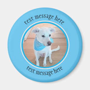 Foto van Cute Puppy Dog Wearing Baby Blue Scarf Magneet