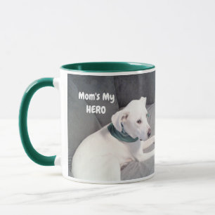 Foto van Cute White Dog Ma is My Hero Green Mok