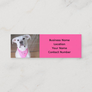 Foto van Cute White Dog met Soulful Eyes Hot Pink Mini Visitekaartje
