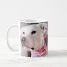 Foto van Cute White Dog Personalize with name roze Koffiemok